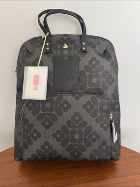 Orla Kiely Bestie Backpack in Flower Tile Charcoal